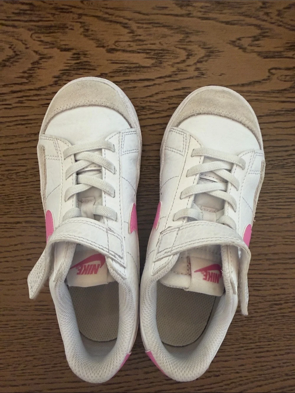 Nike Kids White & Pink Velcro Athletic Sneakers